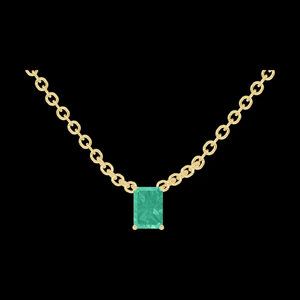 « L'Atelier » n.º 202273 - Collar Oro amarillo 18 quilates - Esmeralda Rectángulo 0.3 quilates - Cadenas Esclavas