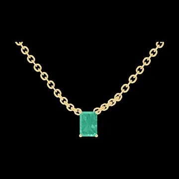 « L'Atelier » Nr. 202273 - Collier Gelbgold 750/-(18Kt) - Smaragd Rechteckig 0.3 Karat - Kette Ankerkette