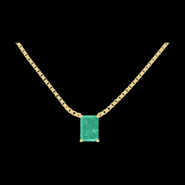 « L'Atelier » Nº202278 - Collier Gelbgold 375/-(9Kt) - Smaragd Rechteckig 0.3 Karat - Kette Venezianerkette
