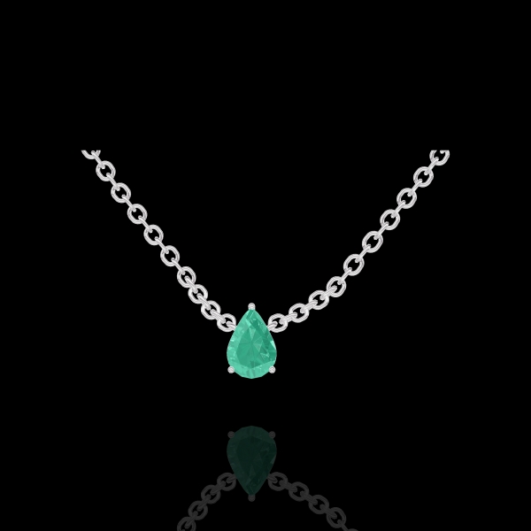 « L'Atelier » No. 1013606 - Necklace White gold 9 carats - Synthetic emerald Pear 0.3 Carats - Chain Rolo