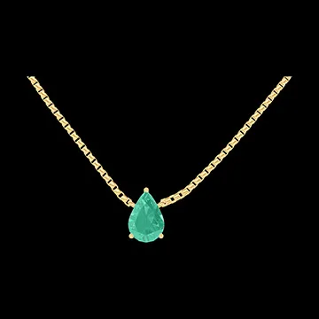 « L'Atelier » Nº202341 - Collier Or jaune 18 carats - Émeraude Poire 0.3 carat - Chaîne Vénitienne