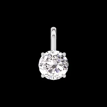 « L'Atelier » Nº202403 - Pandantiv Aur alb 18 carate - Diamant rotund 0.3 carate - Fără lanţ