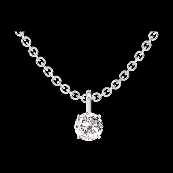 « L'Atelier » Nr. 202419 - Anhänger Weißgold 750 (18K) - Diamant Rund 0.3 Karat - Kette Ankerkette
