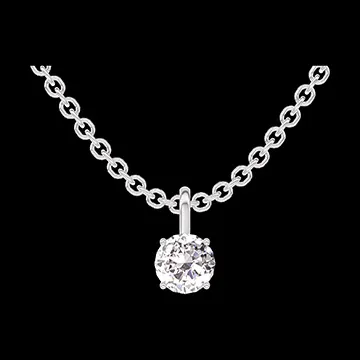 « L'Atelier » Nº202419 - Ciondolo Oro bianco 18 carati - Diamante Rotonda 0.3 Carati - Catena Rolò