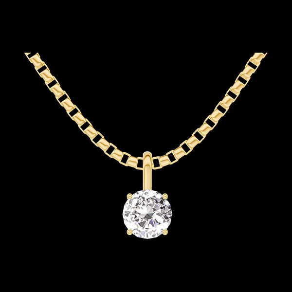 « L'Atelier » Nº202433 - Ciondolo Oro giallo 18 carati - Diamante Rotonda 0.3 Carati - Catena Veneziana