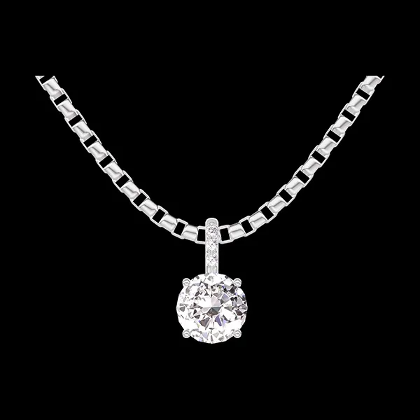 « L'Atelier » Nº202439 - Hanger Witgoud 18 karaat - Diamant rond 0.3 Karaat - Setting Diamant - Ketting Venetiaans