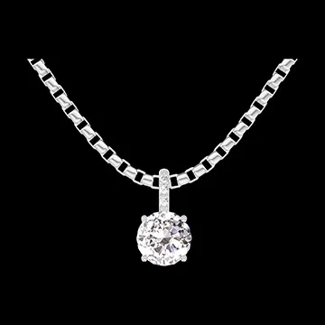« L'Atelier » Nº202439 - Pandantiv Aur alb 18 carate - Diamant rotund 0.3 carate - Încrustare Diamant - Lanţ Veneţian