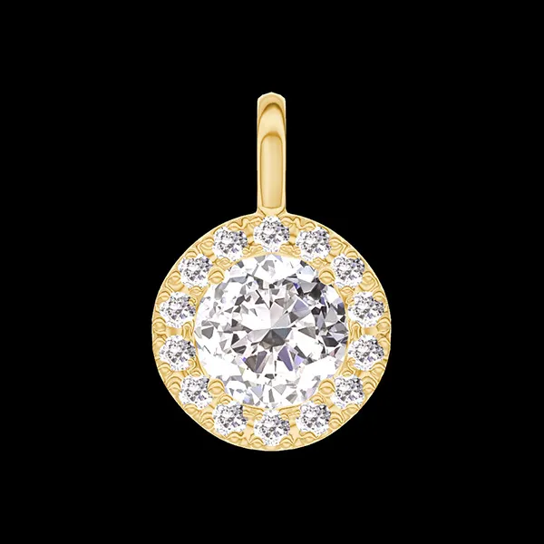 « L'Atelier » nº 202450 - Pendentif Or jaune 9 carats - Diamant Rond 0.3 carat - Halo Diamant - Pas de chaîne