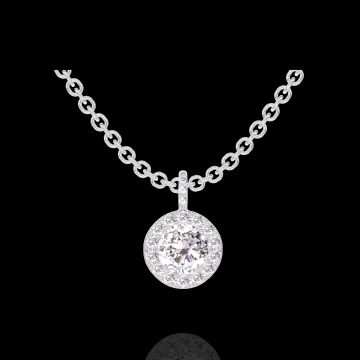 « L'Atelier » Nº203623 - Ciondolo Oro bianco 18 carati - Diamante di laboratorio Rotonda 0.3 Carati - Halo Diamante di laboratorio - Incastonatura Diamante di laboratorio - Catena Rolò