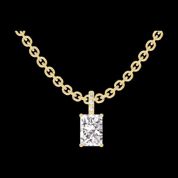 « L'Atelier » Nº202805 - Pendant Yellow gold 18 carats - Diamond white Baguette 0.3 Carats - Setting Diamond white - Chain Rolo