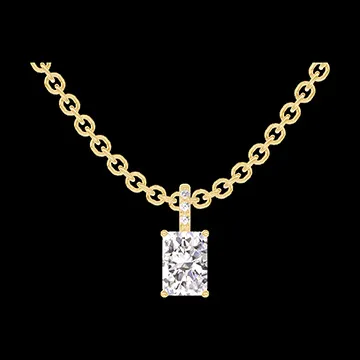 « L'Atelier » Nº202805 - Pandantiv Aur galben 18 carate - Diamant Smarald 0.3 carate - Încrustare Diamant - Lanţ Zale
