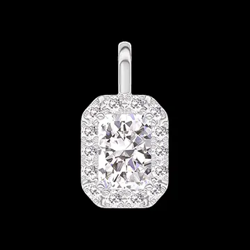 « L'Atelier » Nº202835 - Pendentif Or blanc 18 carats - Diamant Rectangle 0.3 carat - Halo Diamant - Pas de chaîne