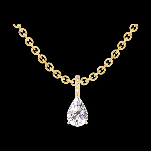 « L'Atelier » No. 203189 - Pendant Yellow gold 18ct (750) - Diamond white Pear 0.3 Carats - Setting Diamond white - Chain Rolo