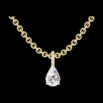 « L'Atelier » Nº203189 - Ciondolo Oro giallo 18 carati - Diamante Goccia 0.3 Carati - Incastonatura Diamante - Catena Rolò