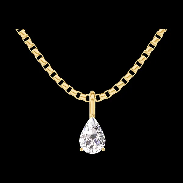 « L'Atelier » n. 203201 - Ciondolo Oro giallo 18 carati - Diamante Goccia 0.3 Carati - Catena Veneziana