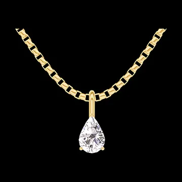 « L'Atelier » Nº203201 - Ciondolo Oro giallo 18 carati - Diamante Goccia 0.3 Carati - Catena Veneziana