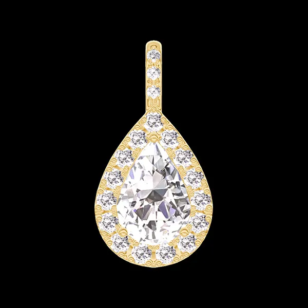 « L'Atelier » Nº203221 - Pendentif Or jaune 18 carats - Diamant Poire 0.3 carat - Halo Diamant - Sertissage Diamant - Pas de chaîne