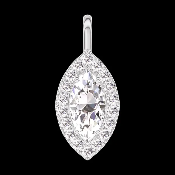 « L'Atelier » Nº203411 - Anhänger Weißgold 750/-(18Kt) - Diamant Marquise 0.3 Karat - Halo Diamant - Keine Kette