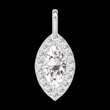 « L'Atelier » Nº203411 - Pendentif Or blanc 18 carats - Diamant Marquise 0.3 carat - Halo Diamant - Pas de chaîne