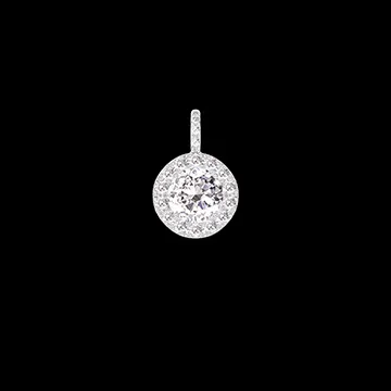« L'Atelier » Nº203607 - Pendentif Or blanc 18 carats - Diamant synthétique Rond 0.3 carat - Halo Diamant synthétique - Sertissage Diamant synthétique - Pas de chaîne