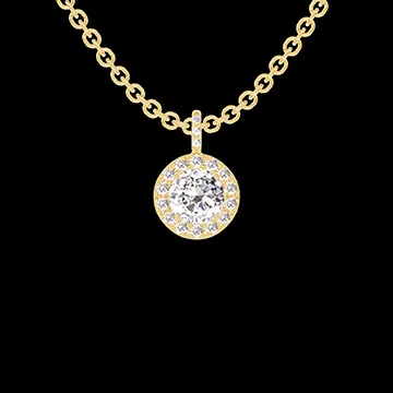 « L'Atelier » Nº203621 - Ciondolo Oro giallo 18 carati - Diamante di laboratorio Rotonda 0.3 Carati - Halo Diamante di laboratorio - Incastonatura Diamante di laboratorio - Catena Rolò