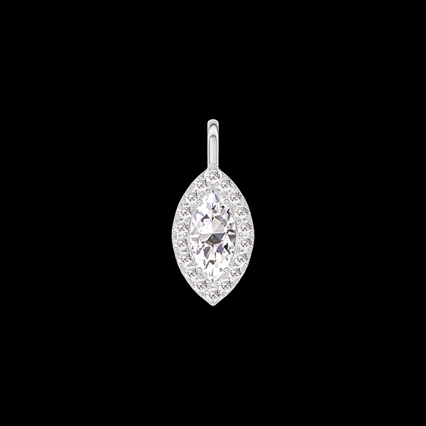 « L'Atelier » Nr. 204563 - Anhänger Weißgold 750 (18K) - Labordiamant Marquise 0.3 Karat - Halo Labordiamant - Keine Kette