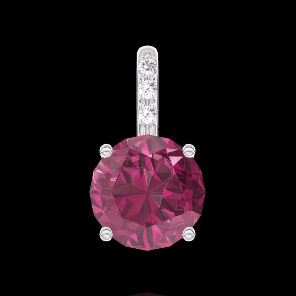 « L'Atelier » nº 204711 - Pendentif Or blanc 18 carats - Rubis Rond 0.3 carat - Sertissage Diamant - Pas de chaîne