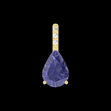 « L'Atelier » Nº206629 - Anhänger Gelbgold 750/-(18Kt) - Blauer Saphir Tropfen 0.3 Karat - Fassung Diamant - Keine Kette