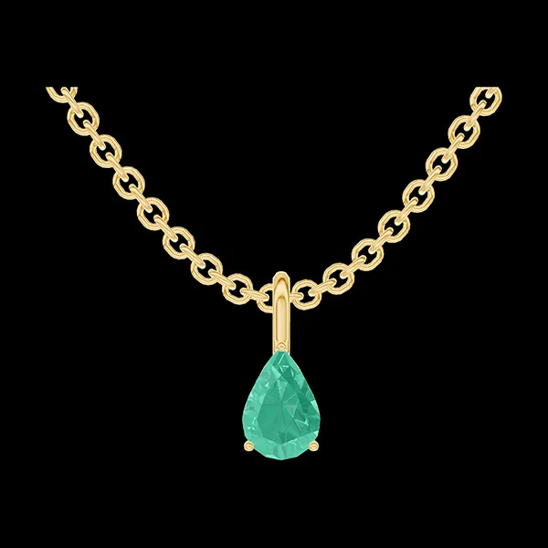« L'Atelier » Nº207793 - Pendentif Or jaune 18 carats - Émeraude Poire 0.3 carat - Chaîne Forçat
