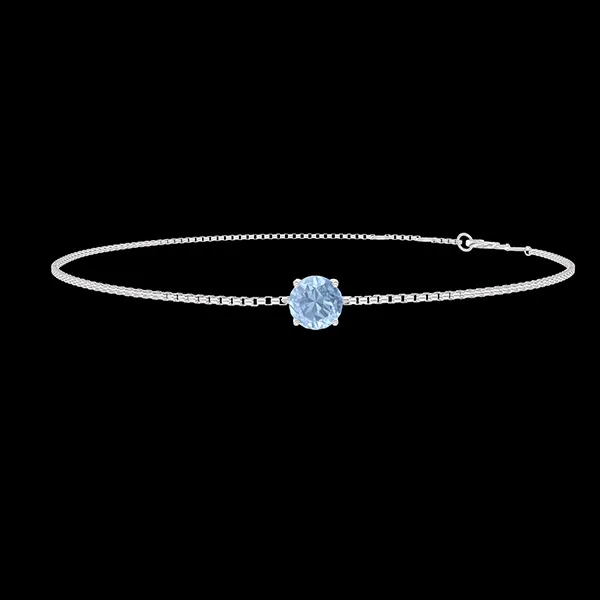 « L'Atelier » Nº212110 - Bracelet White gold 9 carats - Blue Topaze round 0.3 Carats - Chain Venetian