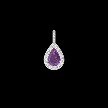 « L'Atelier » Nº219202 - Anhänger Weißgold 750/-(18Kt) - Amethyst Tropfen 0.3 Karat - Halo Diamant - Fassung Diamant - Keine Kette