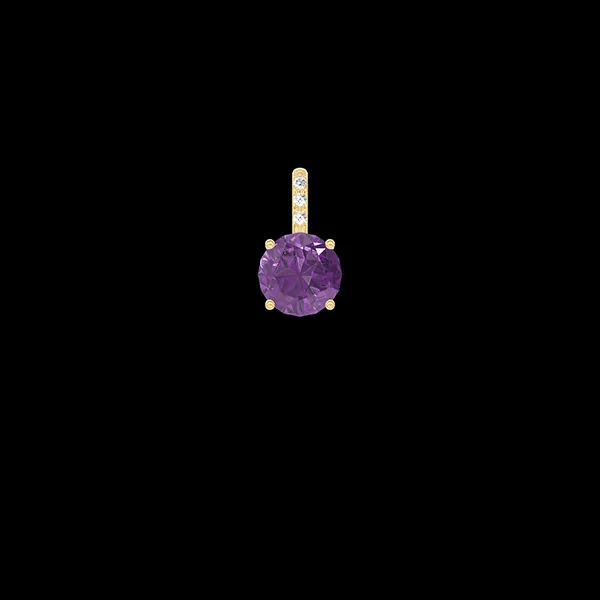 « L'Atelier » Nº220020 - Pendentif Or blanc 9 carats - Améthyste Rond 0.3 carat - Pas de chaîne