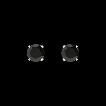 « L'Atelier » Nº225259 - Boucles d'oreilles Or blanc 9 carats - Diamant noir Rond 0.3 carat (2 X)