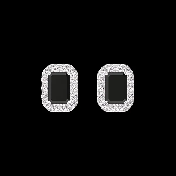 « L'Atelier » Nº225295 - Oorbellen Witgoud 9 karaat - Zwarte diamant Rechthoekig 0.3 Karaat (2 X) - Halo Diamant