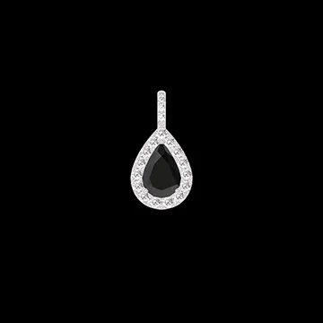 « L'Atelier » Nº225682 - Pendentif Or blanc 18 carats - Diamant noir Poire 0.3 carat - Halo Diamant - Sertissage Diamant - Pas de chaîne