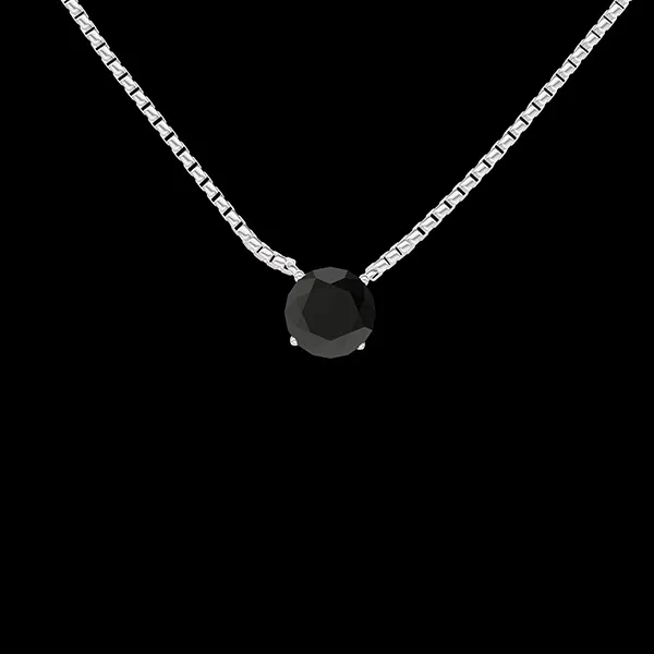 « L'Atelier » Nº226689 - Collier Or blanc 18 carats - Diamant noir Rond 0.3 carat - Chaîne Vénitienne