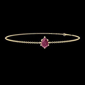 « L'Atelier » Nº402145 - Bracelet Or jaune 9 carats - Rubis Poire 0.3 carat - Chaîne Forçat