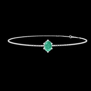 « L'Atelier » Nº402238 - Pulsera Oro blanco 18 quilates - Esmeralda Ovalo 0.3 quilates - Cadenas Veneciana