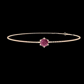 « L'Atelier » Nº402325 - Bracelet Pink gold 18 carats - Ruby round 0.3 Carats - Chain Venetian