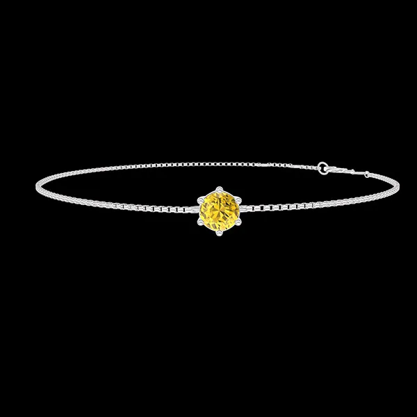 « L'Atelier » Nº402455 - Bracelet Or blanc 18 carats - Saphir jaune Rond 0.3 carat - Chaîne Vénitienne