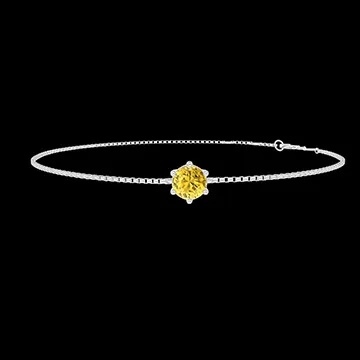 « L'Atelier » Nº402455 - Bracelet Or blanc 18 carats - Saphir jaune Rond 0.3 carat - Chaîne Vénitienne