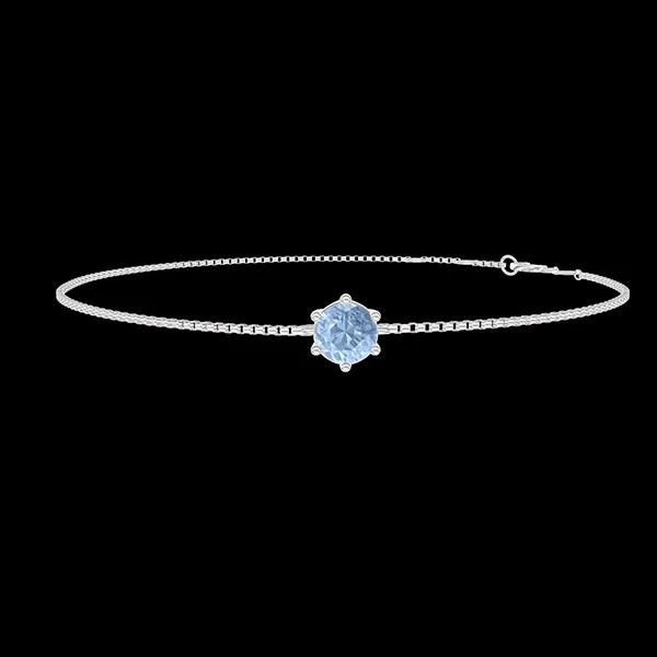 « L'Atelier » Nº402527 - Bracelet White gold 18 carats - Blue Topaze round 0.3 Carats - Chain Venetian