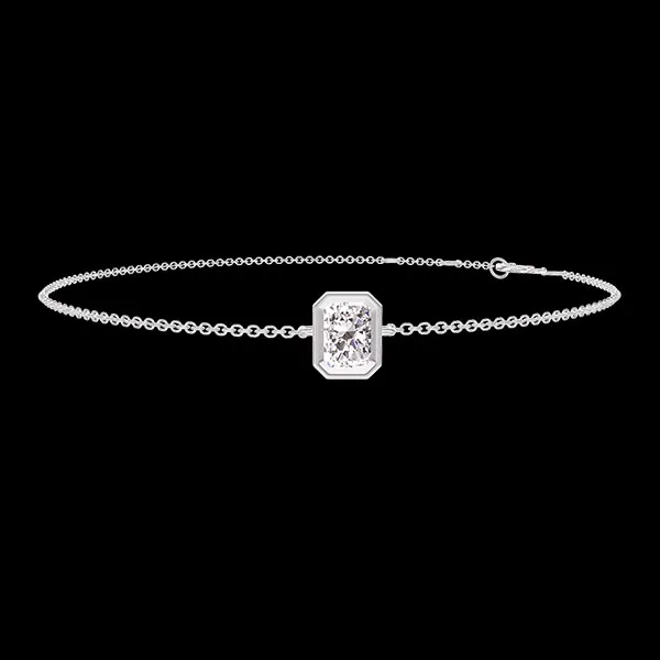 « L'Atelier » Nº402754 - Bracelet Or blanc 9 carats - Diamant Rectangle 0.3 carat - Chaîne Forçat