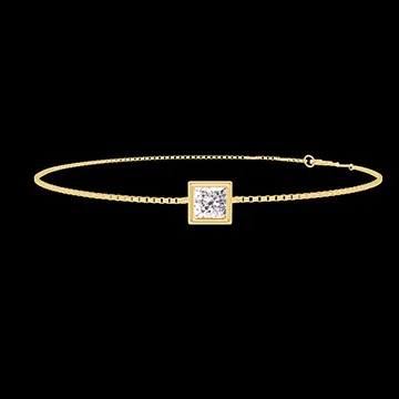 « L'Atelier » Nº402798 - Bracelet Yellow gold 9 carats - Laboratory Diamond Princess 0.3 Carats - Chain Venetian