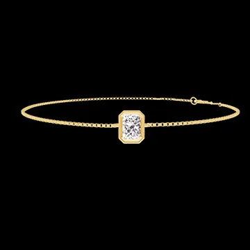 « L'Atelier » Nº402804 - Bracelet Or jaune 9 carats - Diamant synthétique Rectangle 0.3 carat - Chaîne Vénitienne