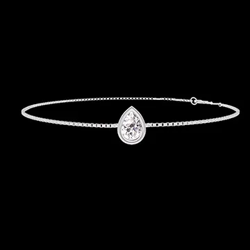 « L'Atelier » Nº402823 - Bracelet Or blanc 9 carats - Diamant synthétique Poire 0.3 carat - Chaîne Vénitienne