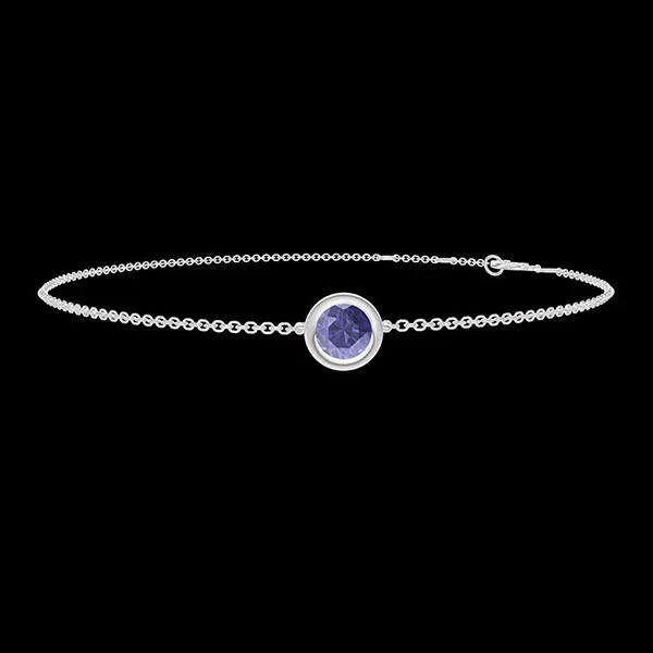 « L'Atelier » Nº402883 - Bracelet Or blanc 9 carats - Saphir bleu Rond 0.3 carat - Chaîne Forçat