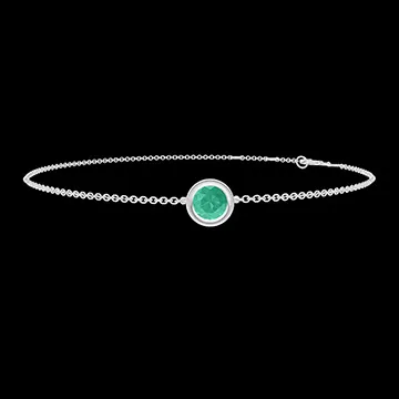 « L'Atelier » Nº402931 - Bracelet White gold 9 carats - Emerald round 0.3 Carats - Chain Rolo