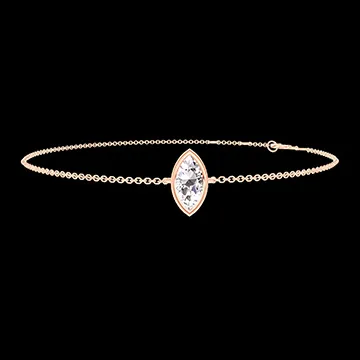 « L'Atelier » Nº403050 - Bracelet Pink gold 18 carats - Laboratory Diamond Marquise 0.3 Carats - Chain Rolo