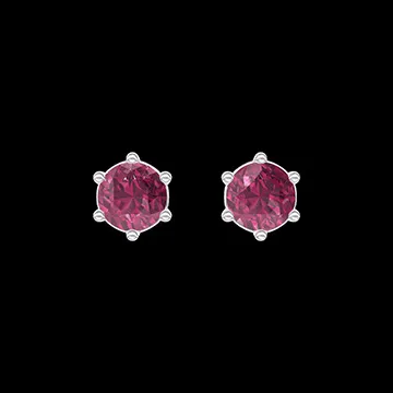 « L'Atelier » Nº403506 - Earrings White gold 18 carats - Ruby round 0.3 Carats (2 X)